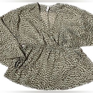 Green Fancy Leopard-Print Top